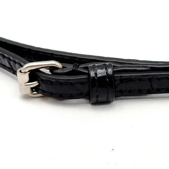 BALENCIAGA Black Calfskin Logo Crocodile Embossed Mini Ville Top Handle Bag XXS - Picture 4 of 16